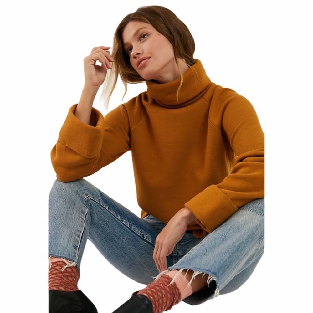 Anthropologie Turtleneck Sweatshirt | Size 1X | Camel | New with Tags